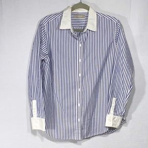 Everlane The Silky Cotton Relaxed Shirt in Mariner Blue/White Women’s 4